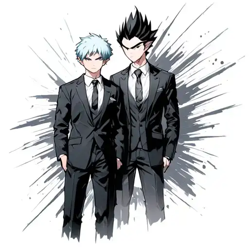 Gon and Killua in suits tattoo design idea