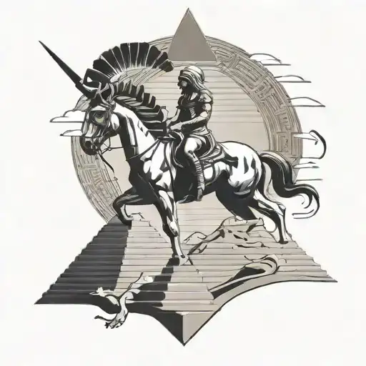 Centaur with claw and scorpion tail against the background of an Egyptian pyramid tattoo design idea