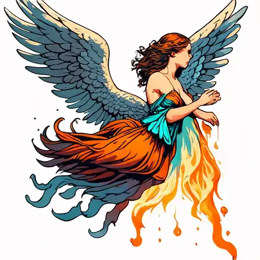 angel falling tattoo design idea