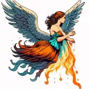 angel falling tattoo design idea