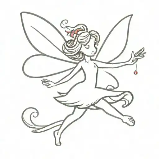 cartoon fairy flying away tattoo design idea