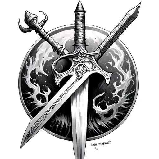 sword of Methuselah; live by the sword, die by the sword; tech engineering: memento mori tattoo design idea