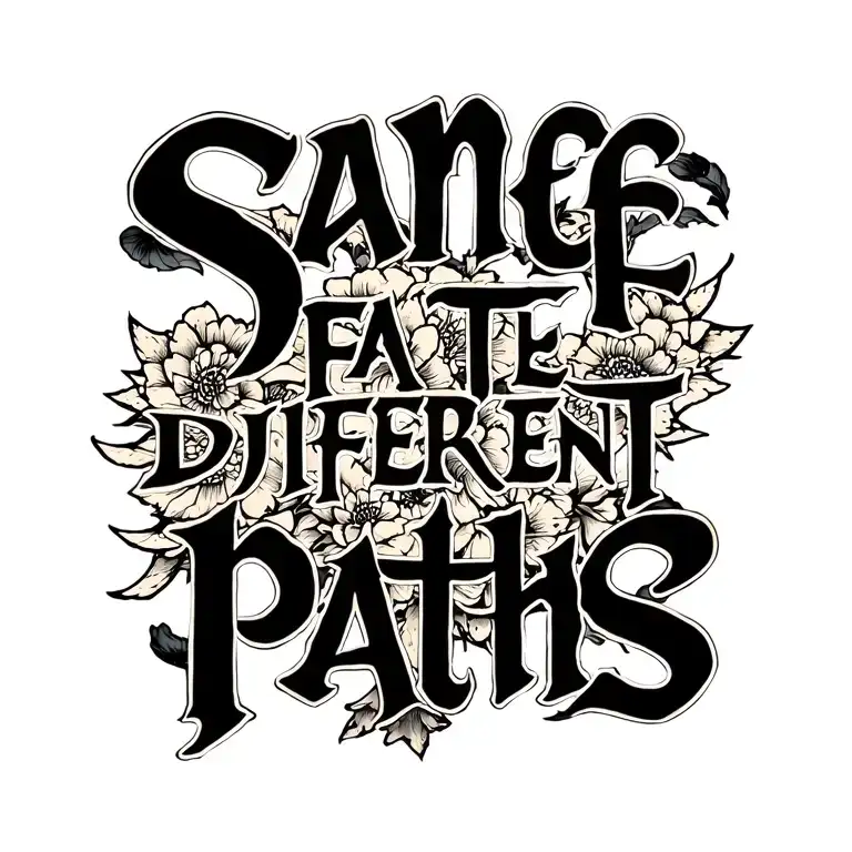 "Same fate, different paths" text tattoo tattoo design idea