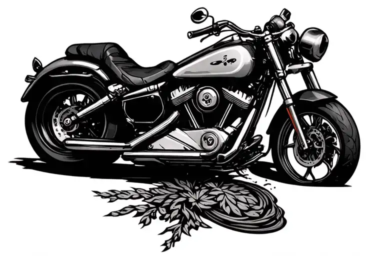 Generate a tattoo desing that signifies love for motorcycles and coding also shows the lattitude and longitude of home tattoo design idea
