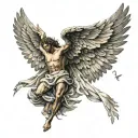 icarus and falling angel wings tattoo design idea