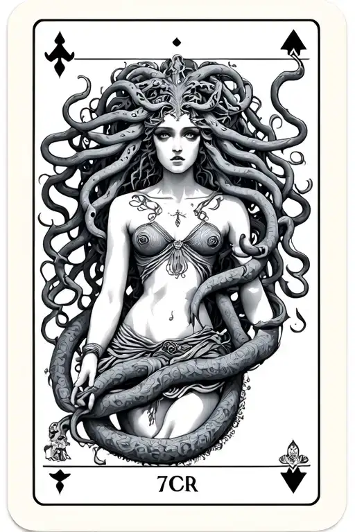 tarot card design featuring Medusa inside tattoo design idea