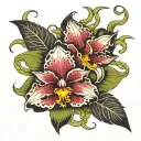 cattleya orchid vine wrapping tattoo design idea