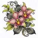 cattleya orchid vine wrapping tattoo design idea