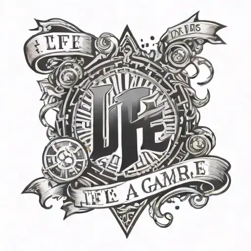 text life is a gamble with crypto/Bitcoin narration  tattoo design idea