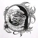 marine corps emblem dream catcher crescent moon Mickey mouse tattoo design idea