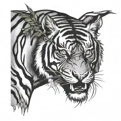 tiger prowling in the jungle tattoo design idea