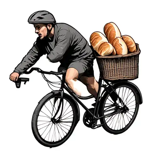 person on a bicycle who went to get bread tattoo design idea