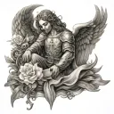 fallen lords prayer with angel tattoo design idea