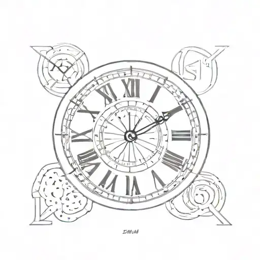simple clock face with roman numerals tattoo design idea
