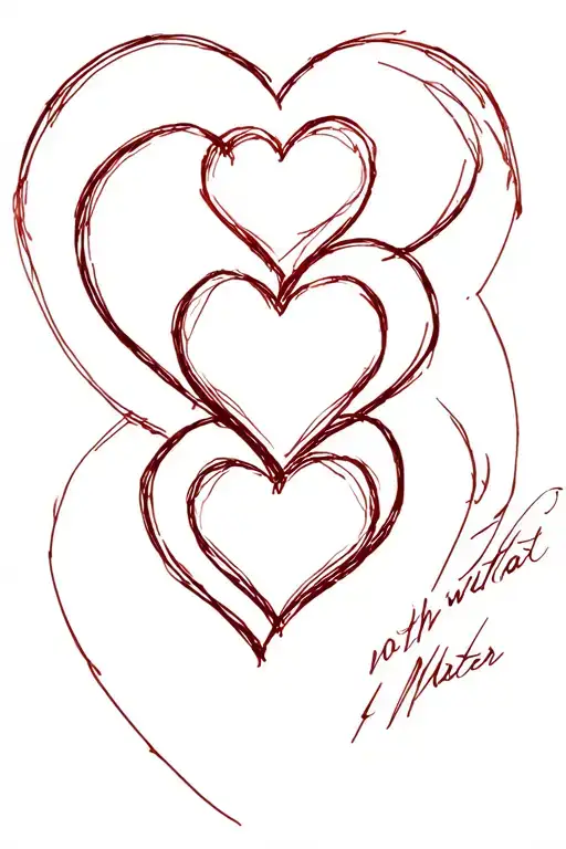 no matter what with 3 hearts tattoo design idea