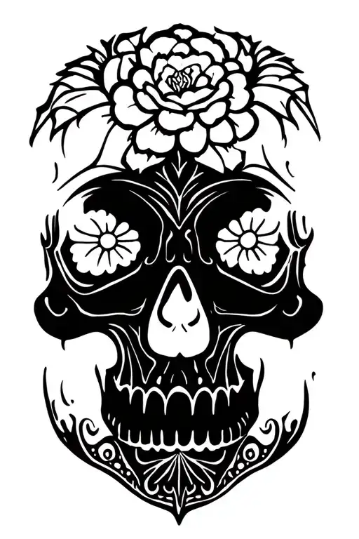 Sugar Skull Mysterious and Dark tattoo design idea