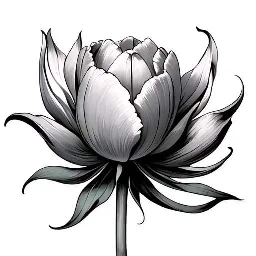 tulip flower with serenity courage wisdom tattoo design idea