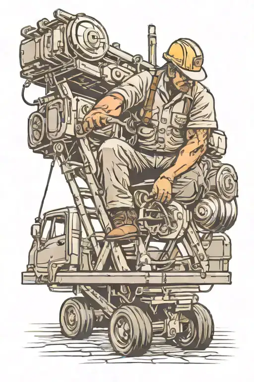 lineman working on a truck tattoo design idea
