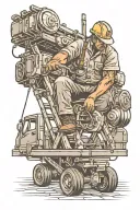 lineman working on a truck tattoo design idea