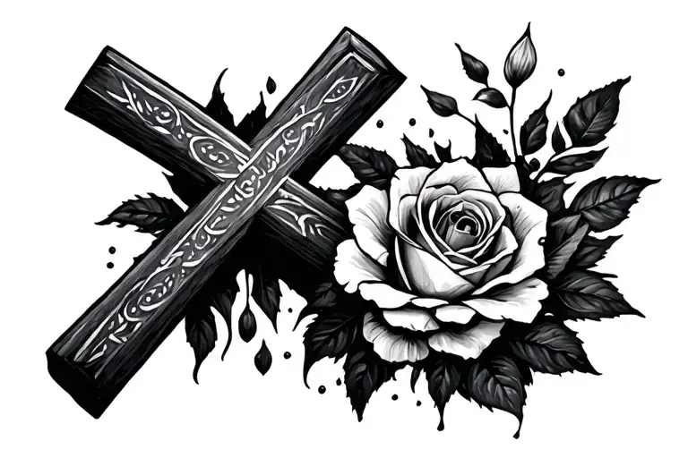 be still and cross tattoo design idea