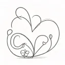 fine line heart shape with name along the line tattoo design idea