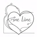 fine line heart shape with name along the line tattoo design idea