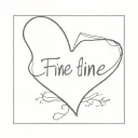 fine line heart shape with name along the line tattoo design idea