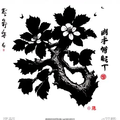 "希望" Hope in Japanese cherry blossom tree tattoo design idea