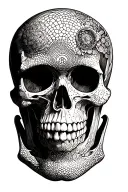 head of skeleton tattoo design idea
