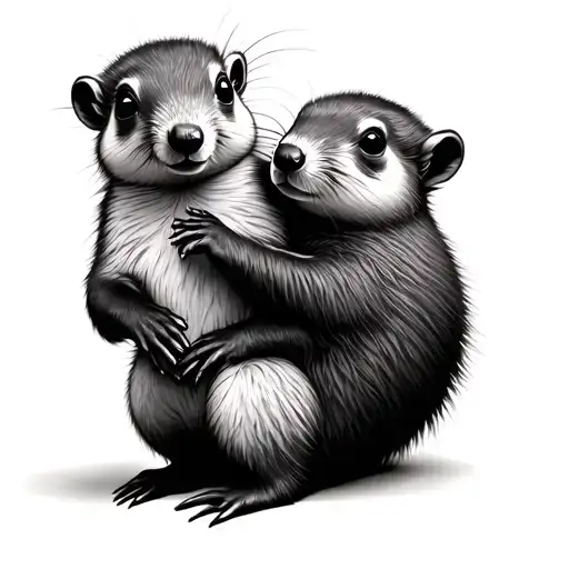Marmot and marmot baby, symbolic tattoo design idea