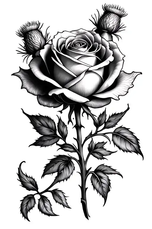Rose, mandala, Thistle tattoo tattoo design idea