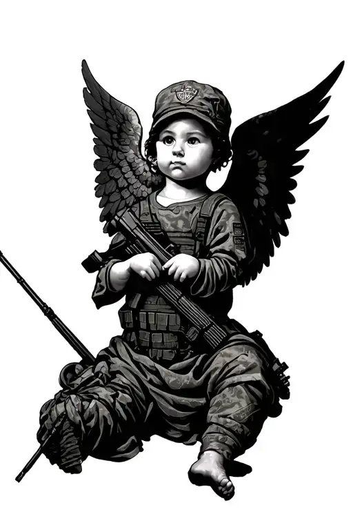 Angel bébé u s army tattoo design idea