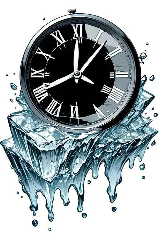 clock melting ice cube tattoo design idea