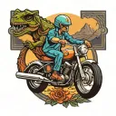 dino riding a motorcycle tattoo design idea