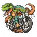 dino riding a motorcycle tattoo design idea