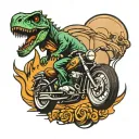 dino riding a motorcycle tattoo design idea