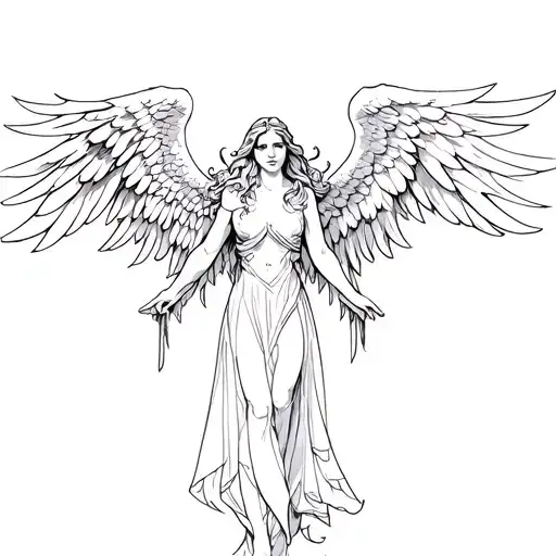 Angels protecting with their wings tattoo design idea