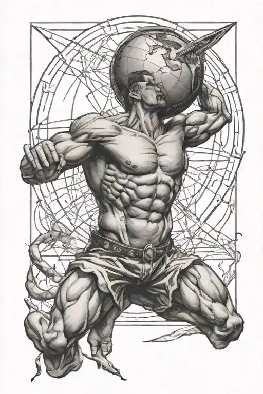 atlas holding the world above his head tattoo design idea