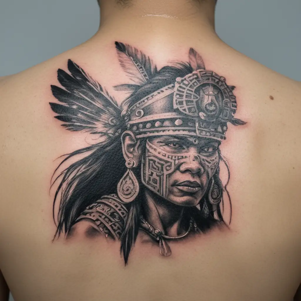 inca warrior woman tattoo design idea