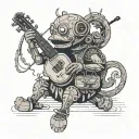 pupet master at top controllong string with sissors cut string but puppet still being controlled  tattoo design idea