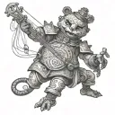 pupet master at top controllong string with sissors cut string but puppet still being controlled  tattoo design idea