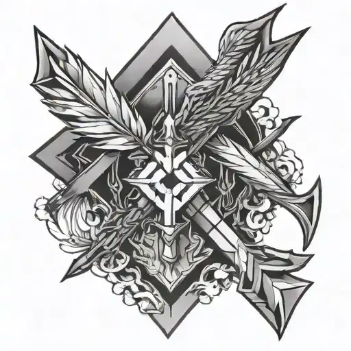 arrows in an x hunter tattoo design idea