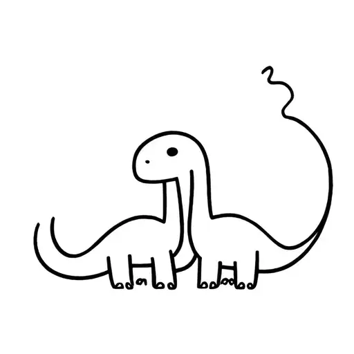 A minimalist design of 2 cute dinosaur tattoo design idea