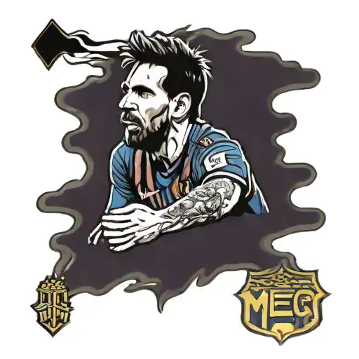 messi and barcelona logo tattoo design idea