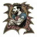 messi and barcelona logo tattoo design idea