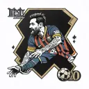 messi and barcelona logo tattoo design idea