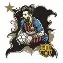 messi and barcelona logo tattoo design idea
