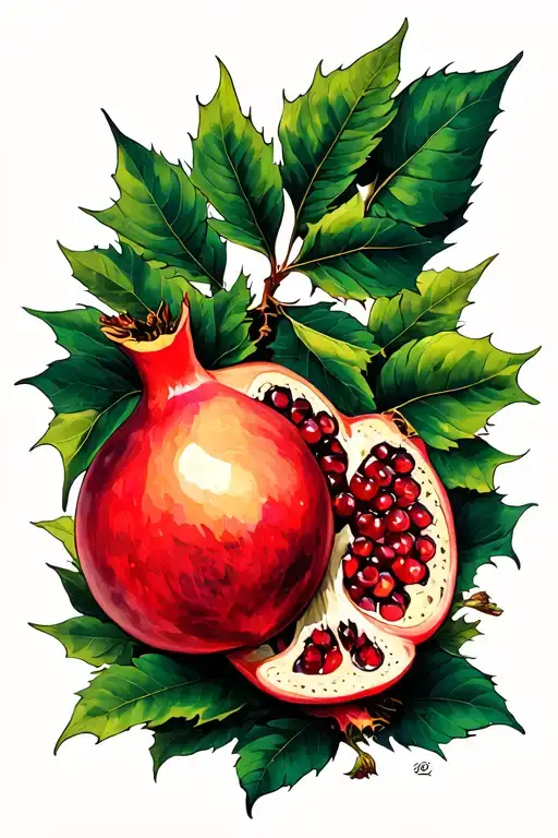 pomegranate fruit plant tattoo design idea