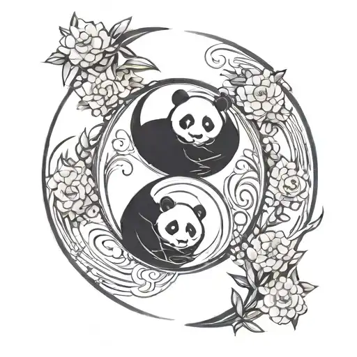 yin and yang with a panda tattoo design idea