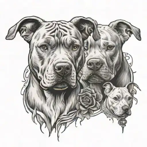 Pitbulls and Luna tattoo design idea